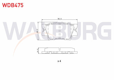 WALBURG WDB475 Brake Pad Rear Toyota Rav4 III (Aca3_, Ace_ and 3 more models — Brake Pads