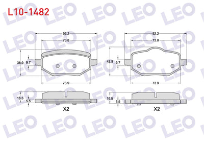 LEO L10-1482 Brake Pad Rear Peugeot 208 II-2008 II-Ds3 Crossback 1.2 Puretech-1.5 BlueHDi 2019-/Opel Corsa F 1.2 — Brake Pads