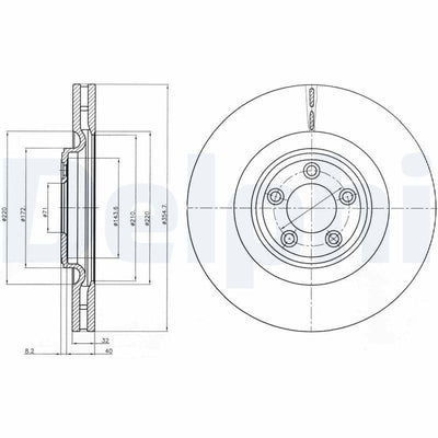 Delphi BG9071C Brake Disc Coated Front Air (Jaguar Xj-Xf 08 /) — Brake Rotors & Drums