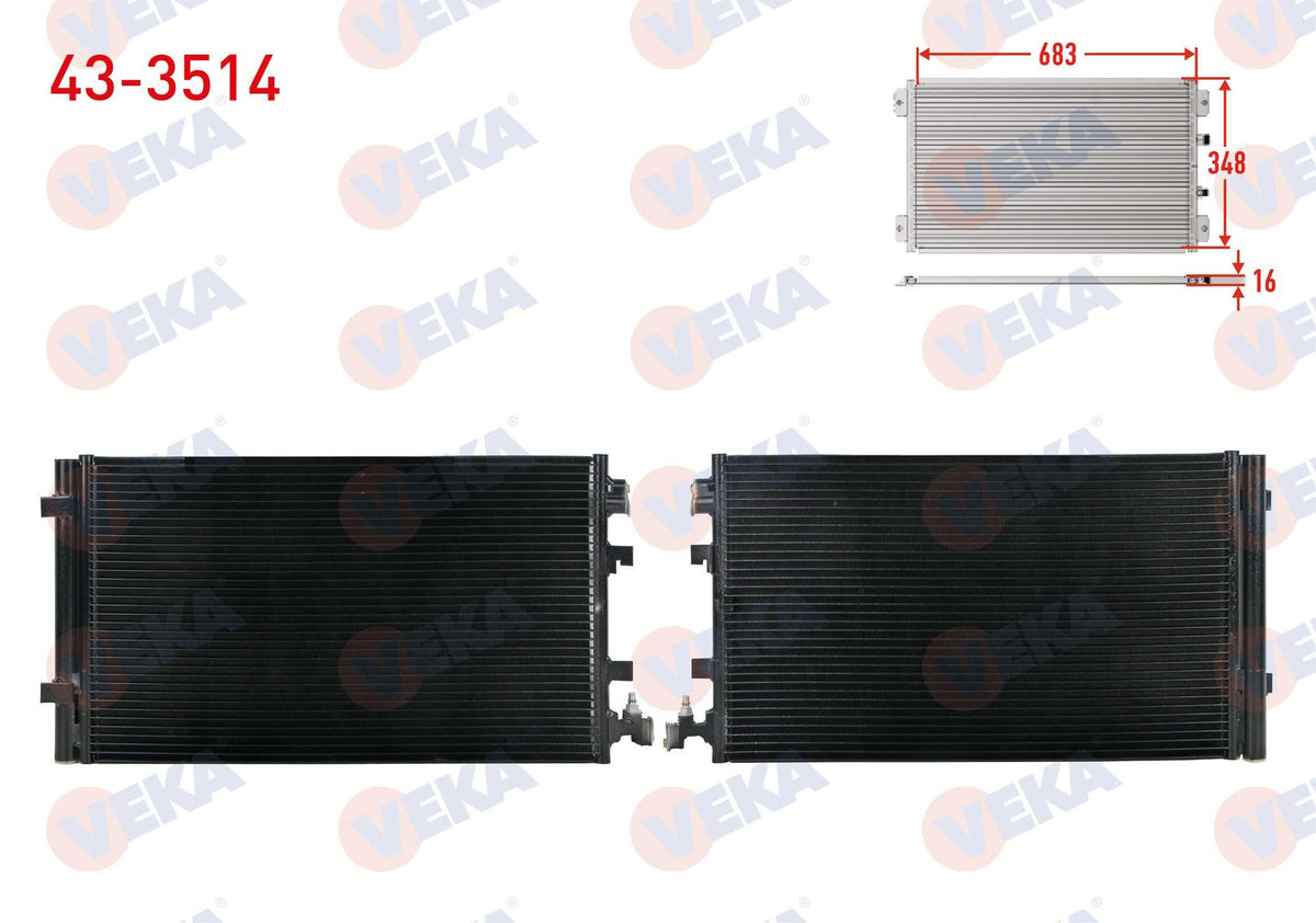 Veka 43-3514 A/C Condenser Renault Megane III (Kz0 / 1) 1.5 dCi 2008-2010 — Condensers & Evaporators