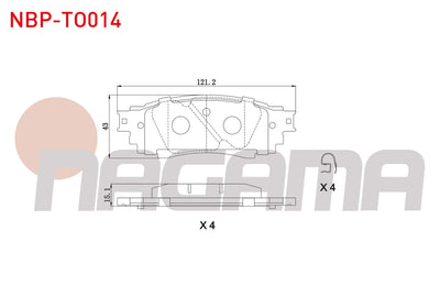 NAGAMA NBP-TO014 Brake Pad with Wear Indicator Rear Toyota C-Hr 1.2 T-1.8 Hybrid 2016-/Lexus Rx (_L2_) 2.0 T-3.5 — Brake Pads