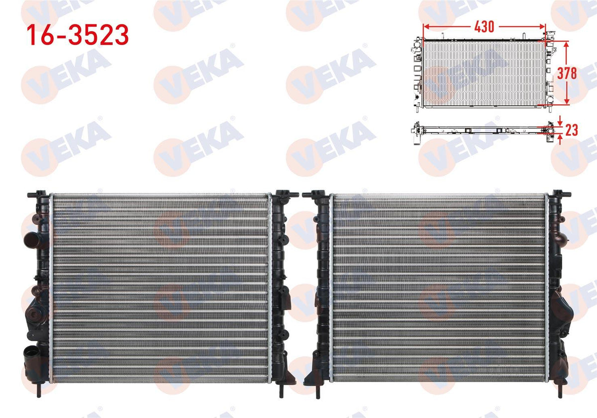 Veka 16-3523 Su Radiator Mechanical Renault Clio II (Bb0 / 1 / 2,Cb0 / 1 / 2) 1.4i M-T 1998-2005 — Radiators & Fans