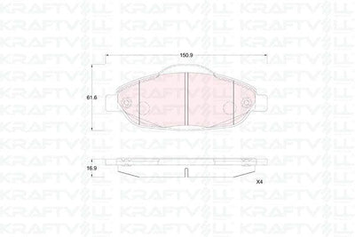 Kraftvoll 07010339 Front Brake Pad P308 P3008 1.4 16V / 1.6 16V / 1.6 HDi 09 / 07 > — Brake Pads