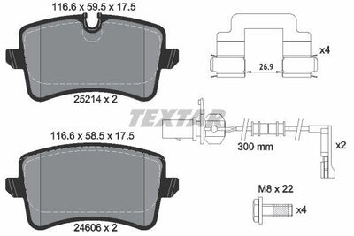 Textar 2521401 Audi A6 / A7 / A8 2.0-3.0 TDI Rear Brake Pad (with Connector / 10-18) — Brake Pads