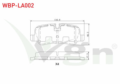 WGN WBP-LA002 Brake Pad Rear Land Rover Rangerover III 3.0 TD 6 2002-2012 / Land Rover Discovery (Taa) 2.7 TD 20 — Brake Pads