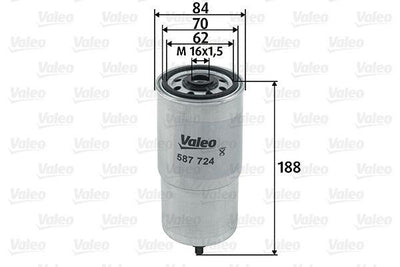 Valeo 587724 Fuel Filter (Diesel) Fiat Punto II 1.9 JTD/Marea 1.9-2.4 JTD/Bravo 1.9 JTD — Fuel Delivery