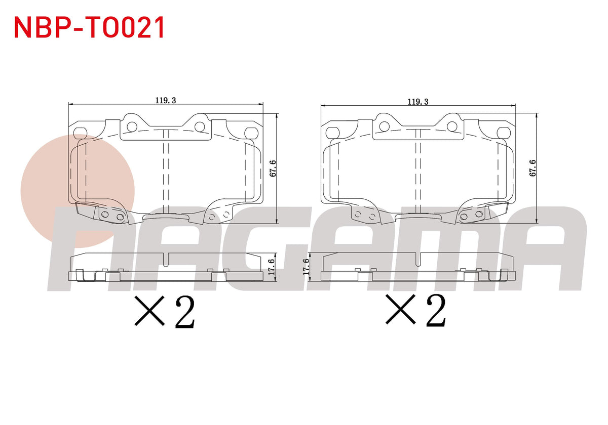 NAGAMA NBP-TO021 Brake Pad Front with Wear Indicator Toyota HI-Lux Pick Up 2.5 D 2005-2011 / HI-Lux Pick Up 2.5 D-4D 2005-2011 / HI-Lux Pick Up 3.0 D-4D 2005-2011