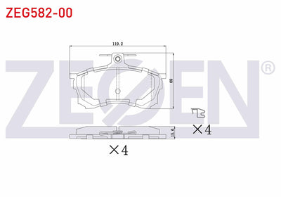 Zegen ZEG582-00 Brake Pad Front Mitsubishi Carisma (Da) 1.6 1995-2006 / Carisma (Da) 1.9 TD 1995-2006 — Brake Pads