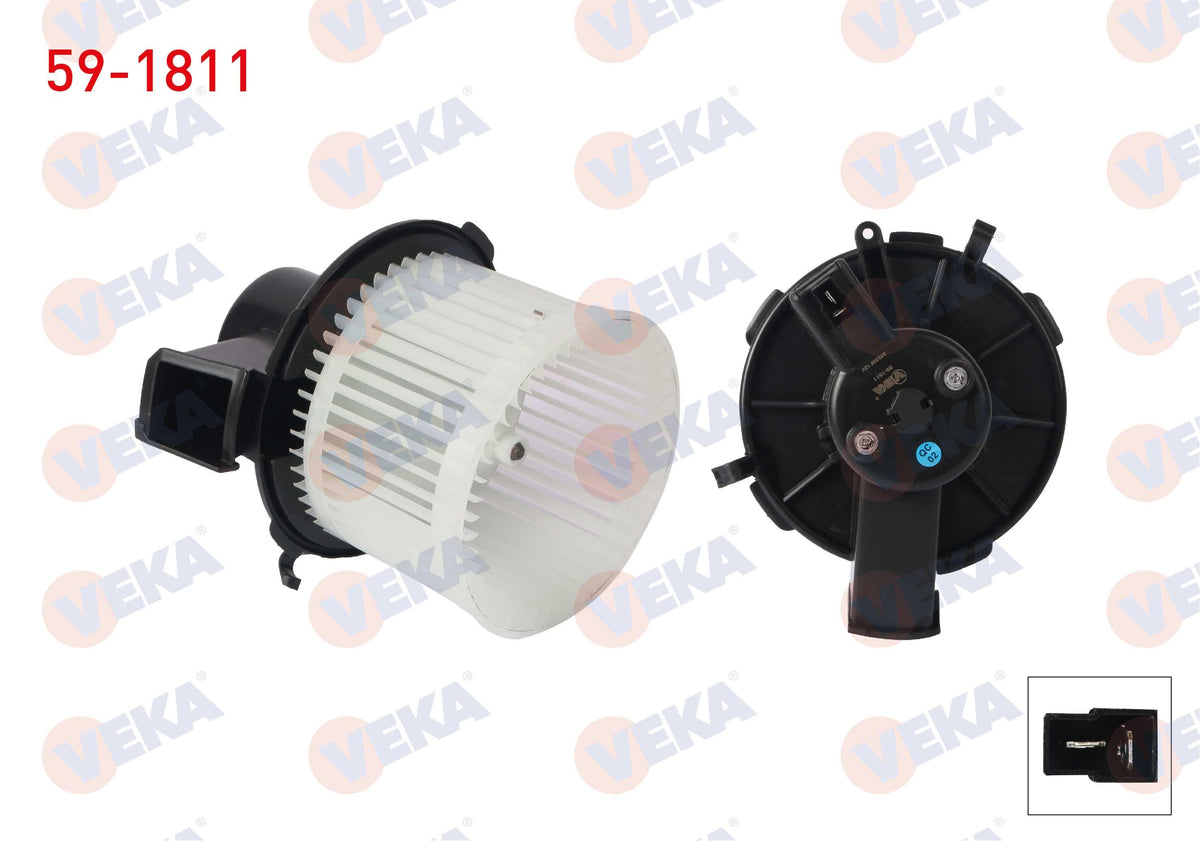 Veka 59-1811 Heater Motor 154W Fiat 500 C 1.3 Mjt 2009-/ Panda 2003-2012 / Ford Ka 2008-2016