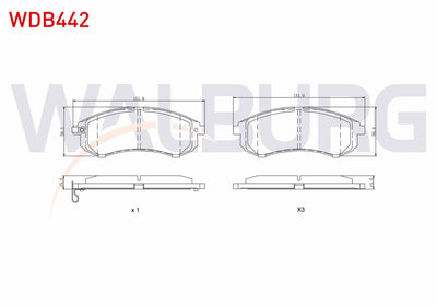 WALBURG WDB442 Brake Pad Front Mitsubishi L 200 (K7t,K6t) 2.5 TD 4Wd 1996-2007 — Brake Pads