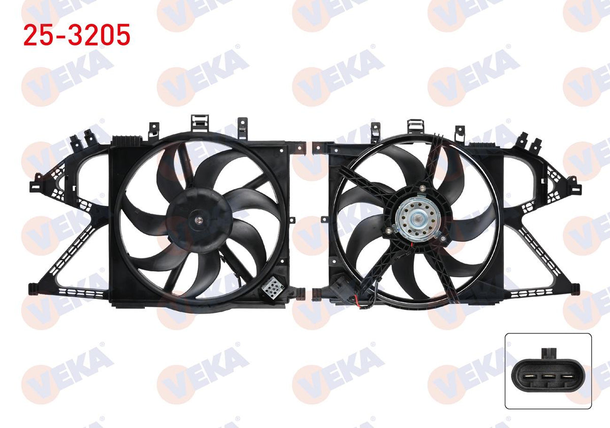 Veka 25-3205 Fan Motor Water Radiator Opel Corsa C 1.4 with Shroud Single 2000-2006