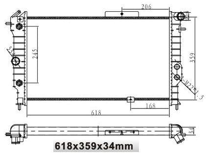 MGA 80172 Water Radiator Mechanical (Opel: Vectra A 1.6 1.8 2.0 89-95 Ac) 618×359×34 — Radiators & Fans