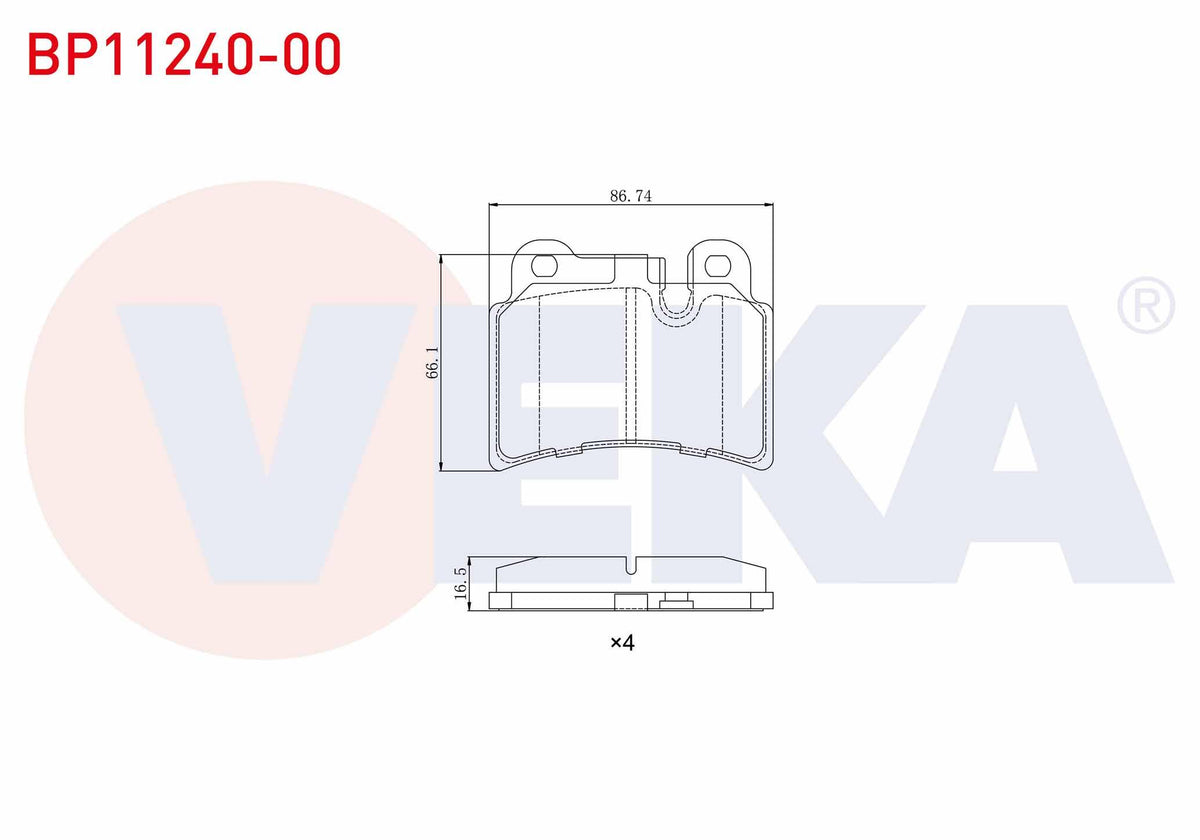 Veka BP11240-00 Brake Pad Rear Volkswagen Touareg (7La,7L6 — Brake Pads