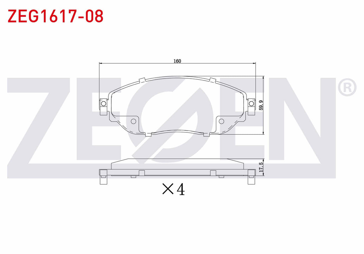 Zegen ZEG1617-08 Brake Pad Front Renault Traffic III 1.6 dCi 2014-/ Opel Vivaro (X83) 1.6 CDTi 2015 — Brake Pads