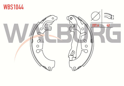 WALBURG WBS1044 Brake Shoe Rear Fiat Egea 1.3 Mjt with Lever 227 — Brake Cables & Hardware