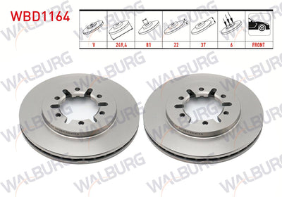 WALBURG WBD1164 Brake Disc Front Air 6 Bjn 249,4X22x81x37 Nissan Pick Up (D21) 2.5 D 1985-1998 / Pick — Brake Rotors & Drums
