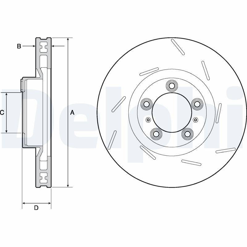 Delphi BG9127C Disc Front Right (Ad) 10-Panamera Coated (Box&Price:Single) (Ø=360) | 1 Piece