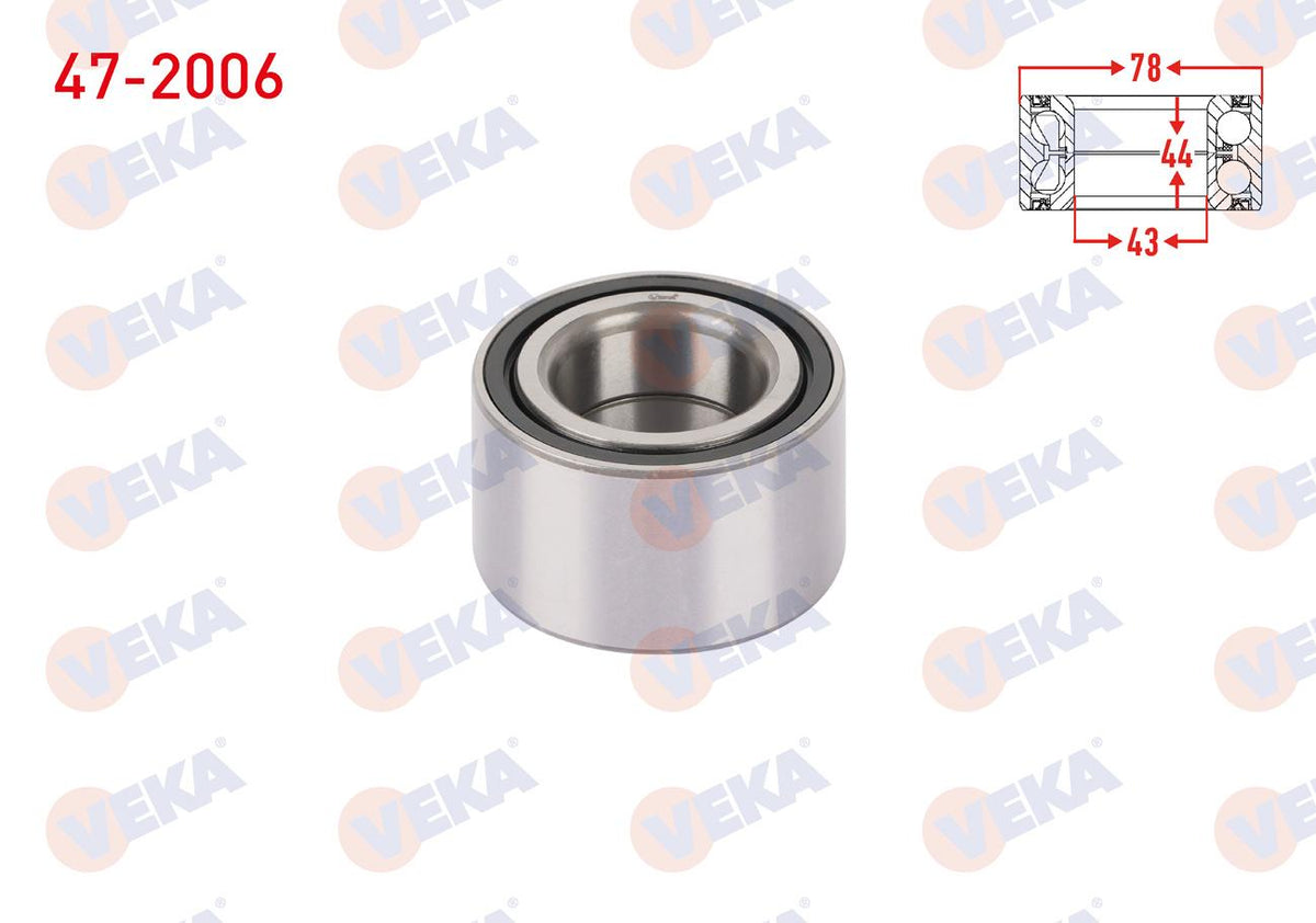 Veka 47-2006 Front Wheel Bearing Left-Right ABS Okuyuculu 43X78x44 Honda Civic VIII 1.4-1.8 2005-2012 — Wheel Bearings
