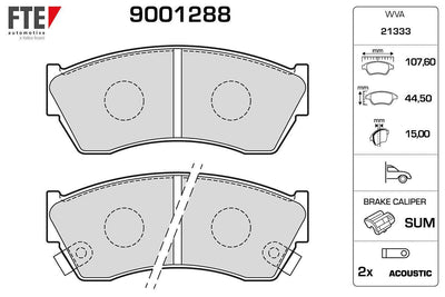 Fte 9001288 Front Brake Pad Suzuki Alto 94-02 Swift I II 90-96 Indica 03-08 Indigo 03-> Cappucino 92-95 — Brake Pads