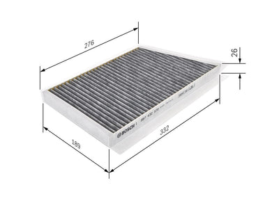 Bosch 1987432570 Cabin Air Filter (with Carbon) W203 02 > 07 Cl203 02 > 08 S203 01 > 07 C209 02 > 09 A2 — Air & Cabin Filters