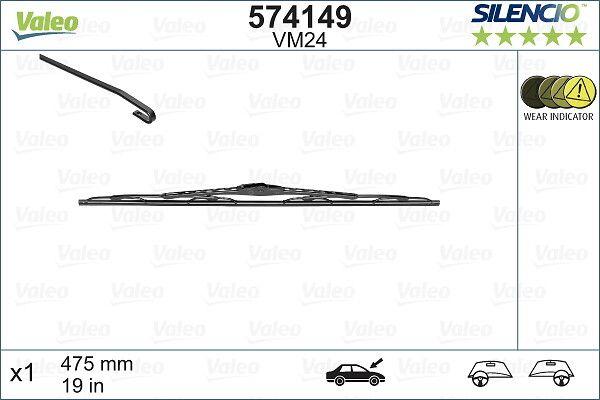 Valeo 574149 Wiper 475mm (X1) (Volkswagen Golf III Honda Accord / Mazda 626 4K (Yt)