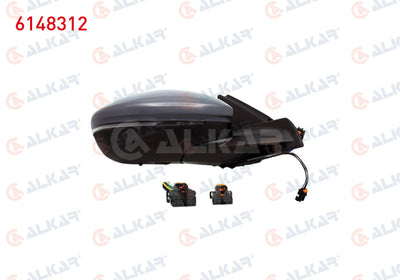 Alkar 6148312 Outer Rear View Mirror Right Electric Heated Primed Automatic Folding with Turn Sig — Tail, Signal & Reflectors