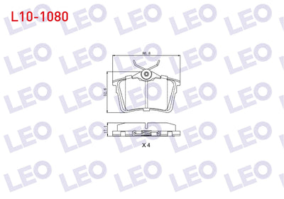 LEO L10-1080 Brake Pad Rear Peugeot Partner 1.6 HDi 2008-/ 308 (4A — Brake Pads