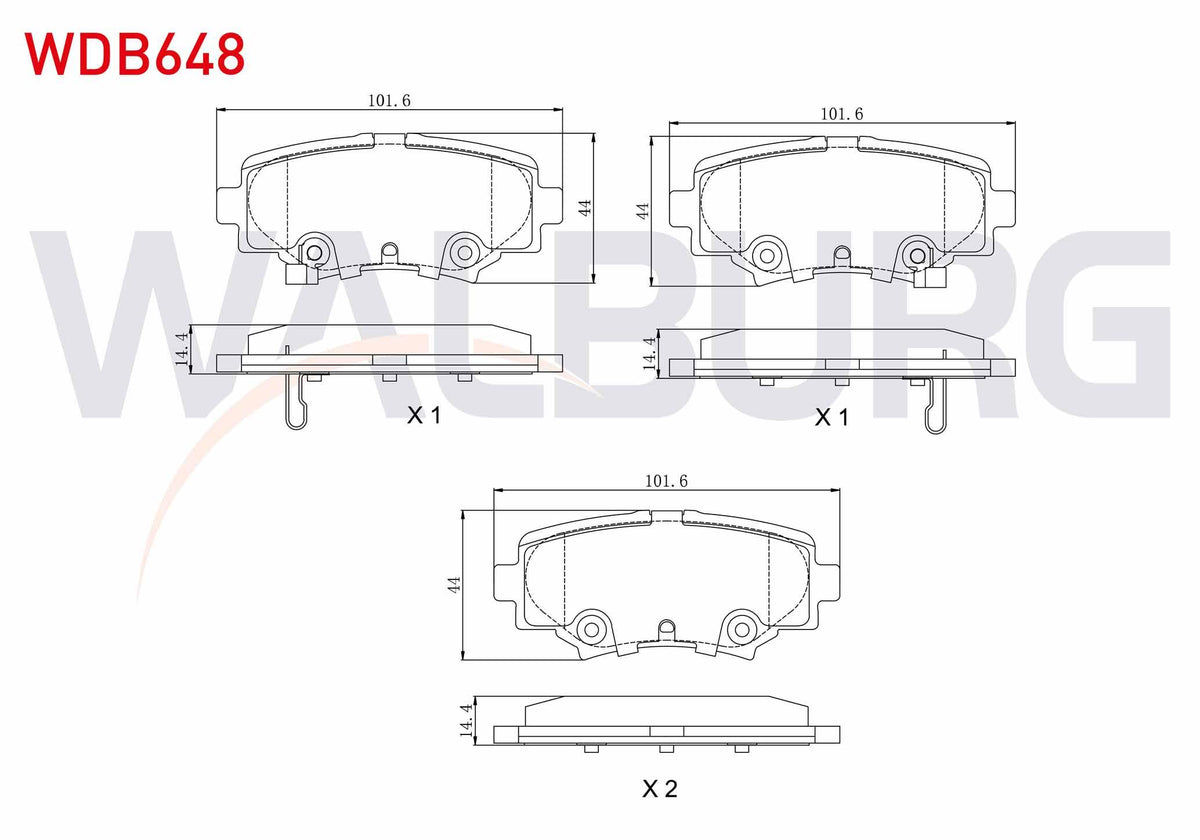WALBURG WDB648 Brake Pad Rear with Wear Indicator 13.8mm Mazda 3 (Bm) Skyactıve G100-G120-G165-D150 2013 — Brake Pads