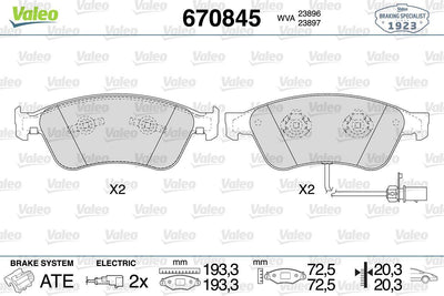 Valeo 670845 Front Brake Pad Audi A6 A8 VW Phaeton 2.0 TFSI 04-11 — Brake Pads