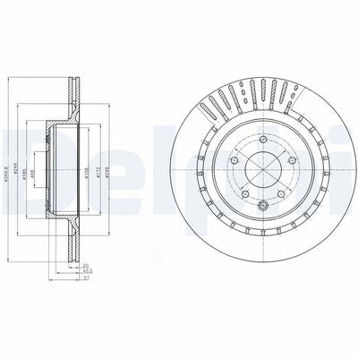 Delphi BG4230C Brake Disc (Twin Pack)-Painted, Drilled — Brake Rotors & Drums