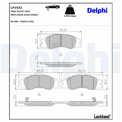 Delphi LP1932 Brake Pad Front Cerato I (Ld)-II Sedan-Koup II (TD) 1.5-2.0 CRDi 04-13 — Brake Pads