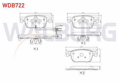 WALBURG WDB722 Brake Pad with Connector Front Audi A4 (8W2 — Brake Pads
