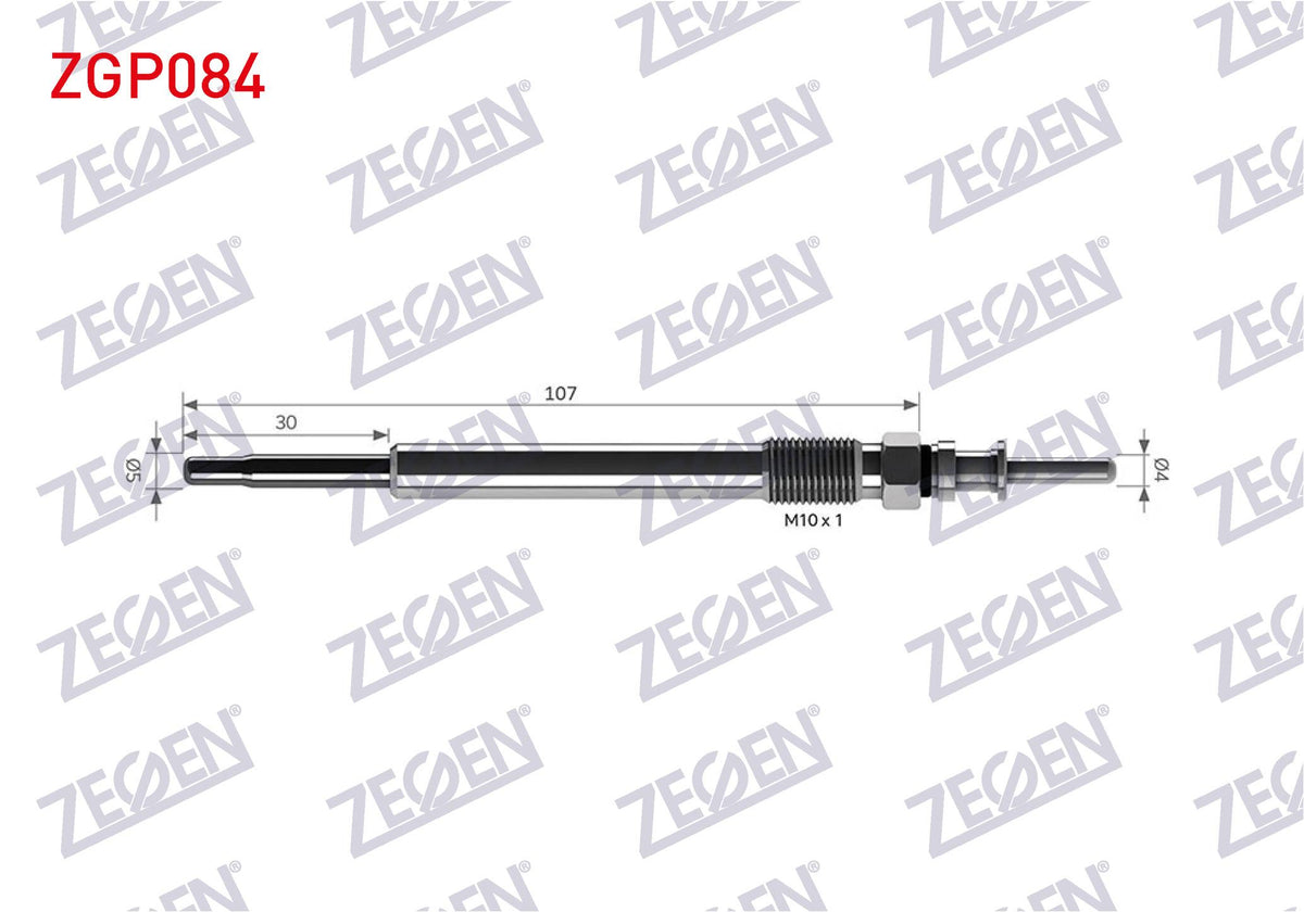 Zegen ZGP084 Glow Plug 11V Opel Vectra B, C / Zafira A / Signum 2.0, 2.2 DTi / Astra G / Omega B 2.2 DTi — Coils & Plugs