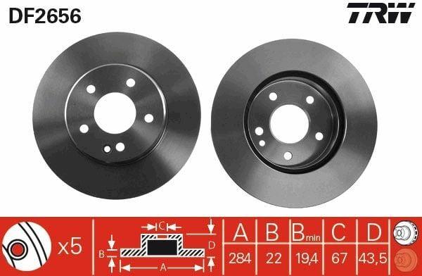 TRW DF2656 Brake Discs - Front Discs for C-Class W202 1993-2000, S202 1996-2001 — Brake Rotors & Drums
