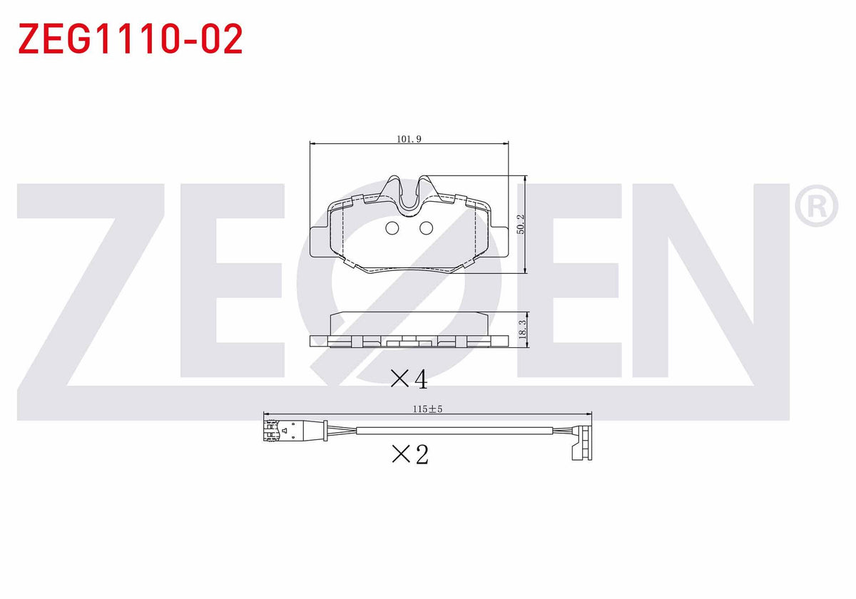 Zegen ZEG1110-02 Brake Pad Rear with Connector Mercedes Vito (W639) 115 CDI 2003-2014 / Vito (W639) 110 CDI 2003 — Brake Pads