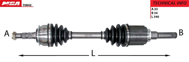 MGA 70842 Axle Left (Chevrolet: Cruze 1.6 At 09 >) — Axles, CV Joints & Boots