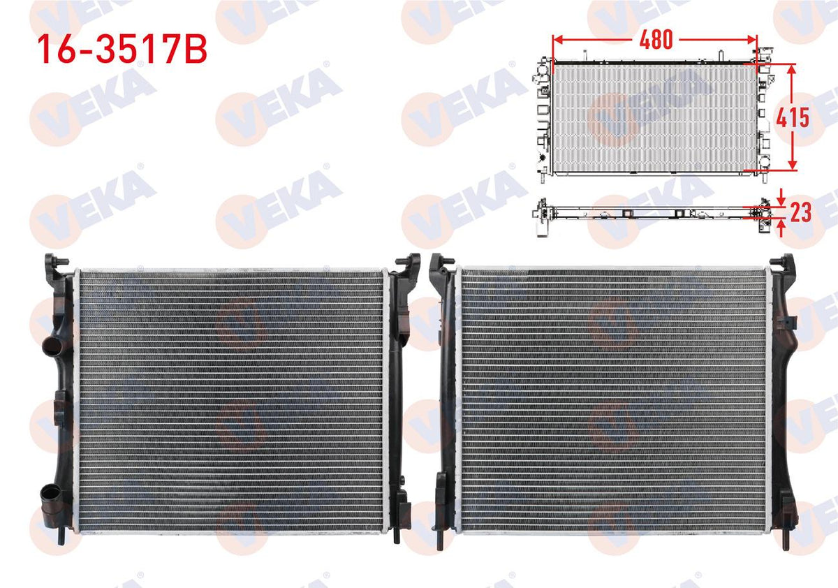 Veka 16-3517B Su Radiator Brazing Renault Thalia II 1.5 dCi M-T 2008-2014 — Radiators & Fans