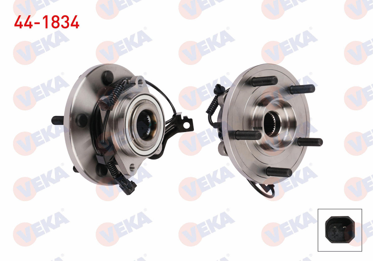 Veka 44-1834 Wheel Hub Left-Right Rear with Bearing Fiat Freemont (Jf) 2.0 Mjt 5 Lug ABS with Sensor 2011 — Hub Assemblies