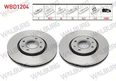 WALBURG WBD1204 Brake Disc Front Air 4 Bjn 282,9X26x66x34 — Brake Rotors & Drums