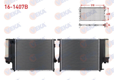 Veka 16-1407B Water Radiator Brazing BMW 5 Series (E39) 520 i M-T Ac + /-1995-2003 — Radiators & Fans