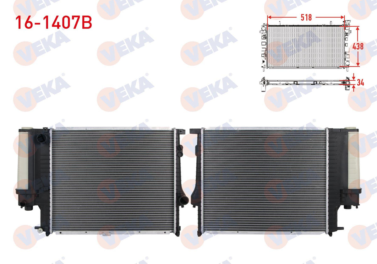 Veka 16-1407B Su Radiator Brazing BMW 5 Series (E39) 520 i M-T Ac + /-1995-2003 — Radiators & Fans