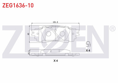 Zegen ZEG1636-10 Brake Pad Rear Toyota C-Hr 1.2 T-1.8 Hybrid 2016-/Lexus Rx (_L2_) 2.0 T-3.5 T 2015-/Nx (_Z1_) 2 — Brake Pads