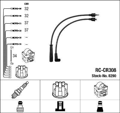 NGK 8290 Spark Plug Wire Chrysler Voyager 16V 95-01 — Coils & Plugs