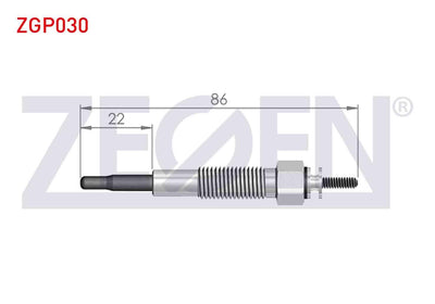 Zegen ZGP030 Glow Plug 10,5V Kia Besta 2.2D 1993-2003 / Mazda E 2200 (Sr2) 2.2D 1984-2004 / Mazda 626 III (Gd — Coils & Plugs