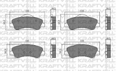 Kraftvoll 07010627 Front Brake Pad P301 C Elysee Eb2 (1,2Vti 12V) / Ec5 (1,6Vti 16V) P308 II 2013 > — Brake Pads