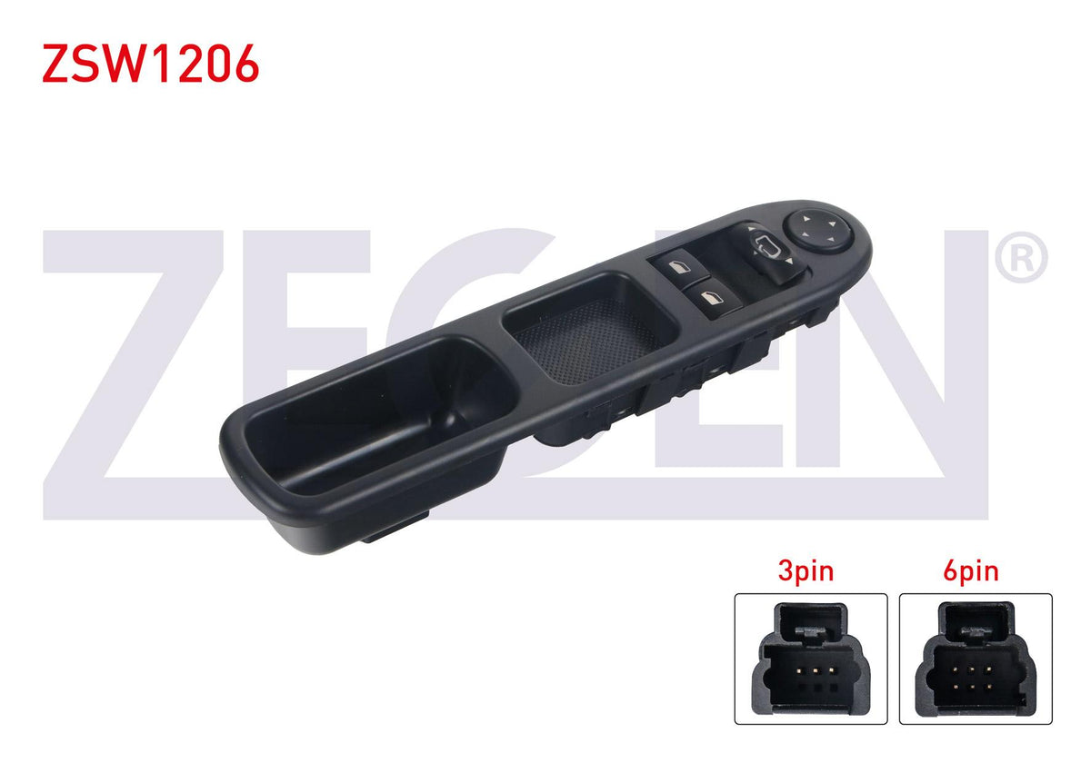 Zegen ZSW1206 Glass Release Switch Group Mirror Adjustable Twin 9 Pin Peugeot 307 2000-2007