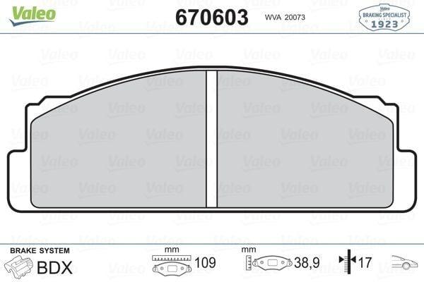 VALEO 670603 Front Brake Pad Set for M131 — Brake Pads