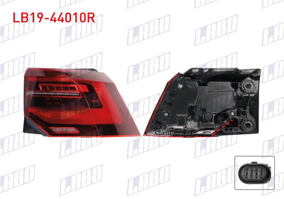 LABO LB19-44010R Tail Lamp Right Outer Kayar LED Volkswagen Golf VIII — Tail, Signal & Reflectors