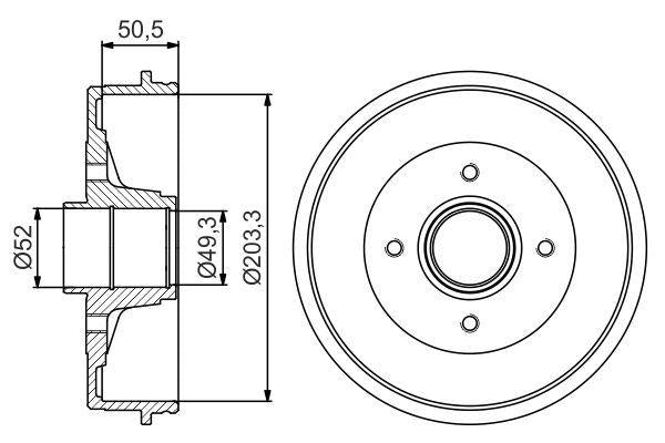BOSCH Brake Drums 0986477196 - Rear Axle — Brake Rotors & Drums