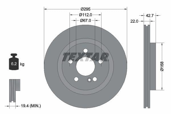 Textar 92286903 Brake Disc Rear Mercedes Amg Spor Paketı Olan Vehicles — Brake Rotors & Drums